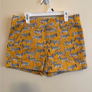 Mustard Zebra Print High Waist Women's Shorts